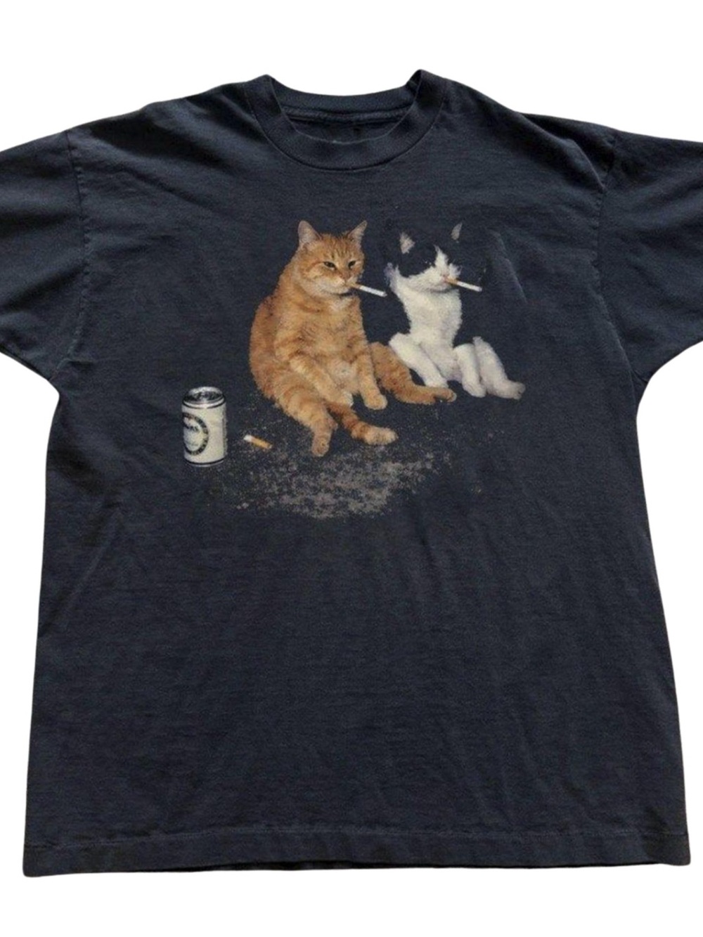 Black Cat Graphic Tee with Orange & White Cats